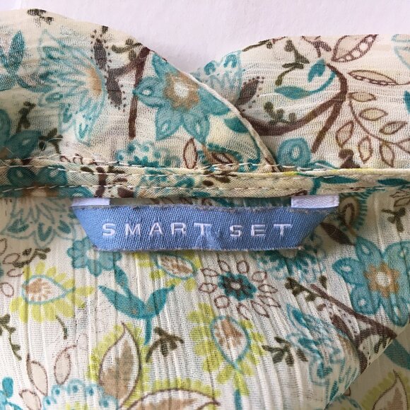 Smart Set Women's SZ S Sheer Top Sleeveless Blouse Floral Blue Y2K Fairy BOHO - Picture 10 of 16